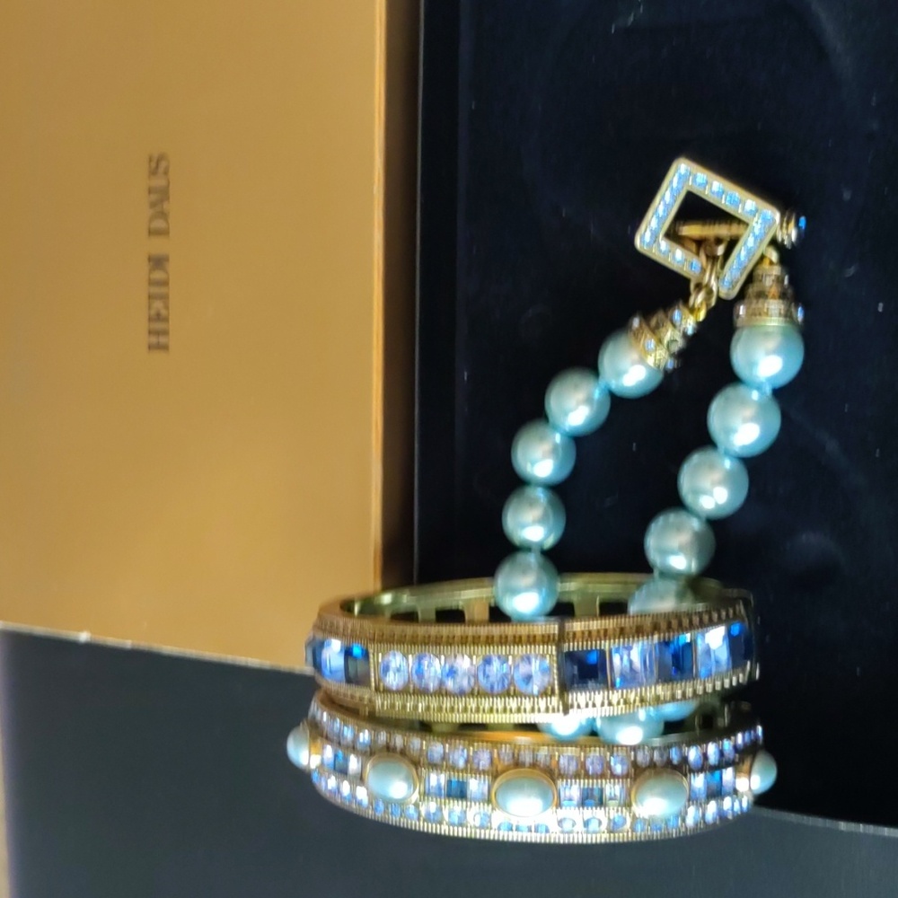 Heidi Daus Bronze Gold and Blue 3 Piece Bracelet Set - Picture 2 of 6